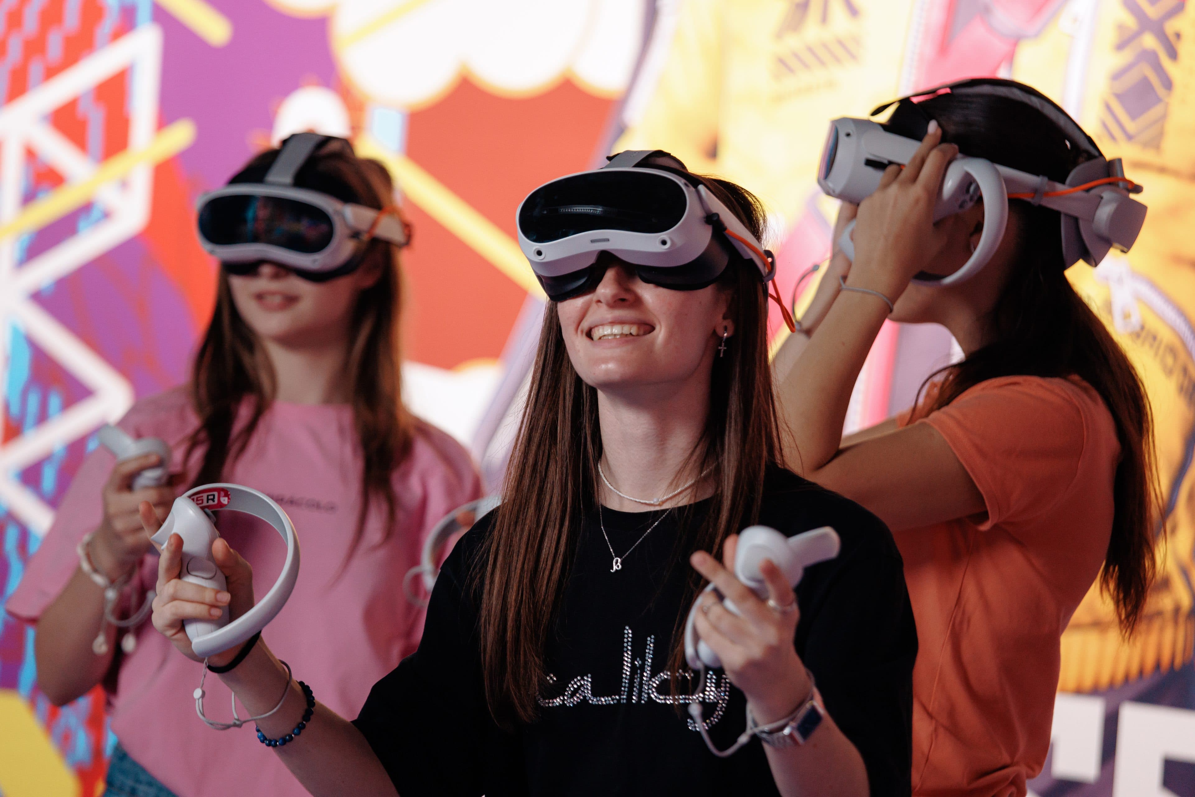 Friends playing a VR escape room at San Diego VR